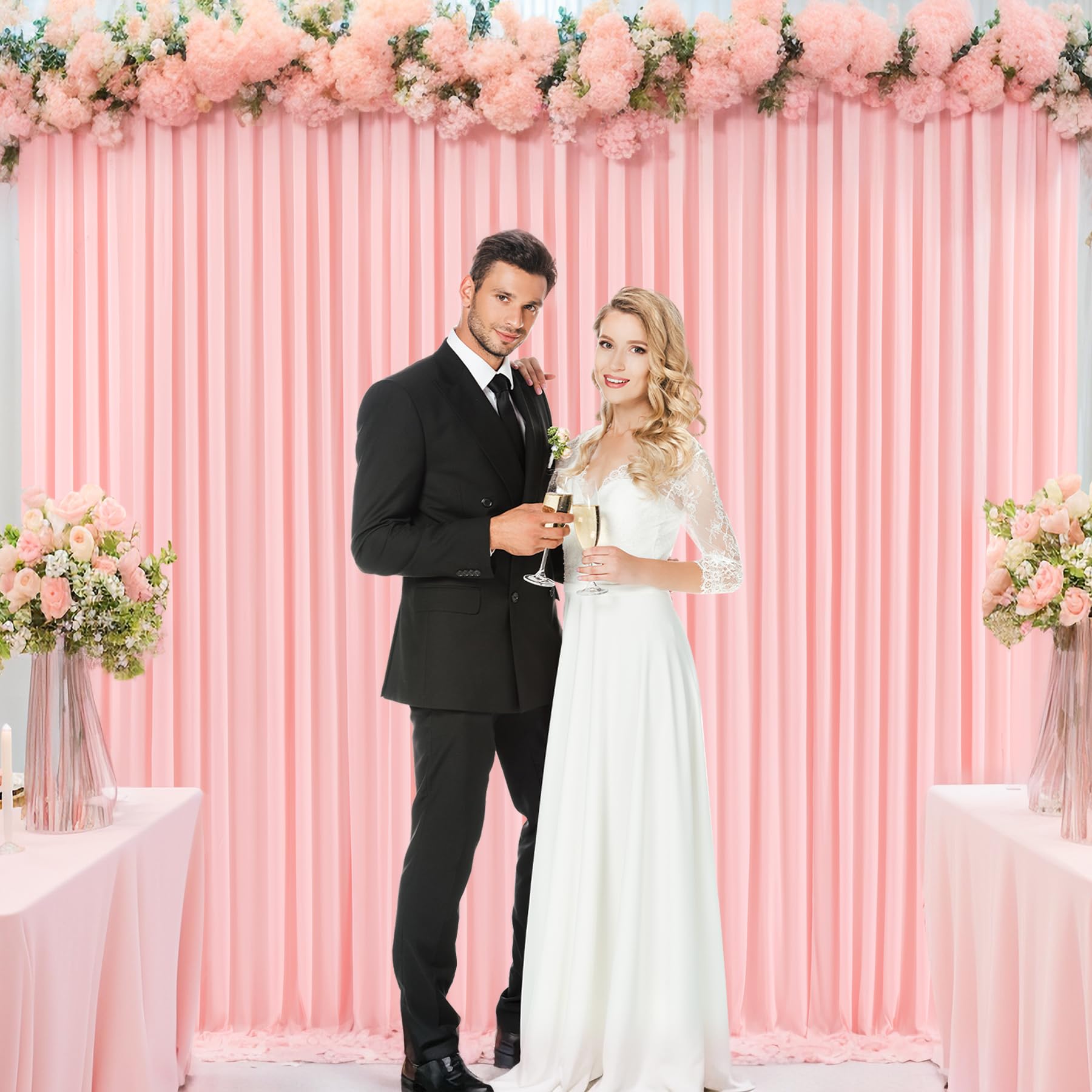 10Ft X 10Ft Blush Pink Backdrop Curtain For Parties Pink Wrinkle Free Backdrop Drapes Panels For Baby Shower Wedding Birthday Ph